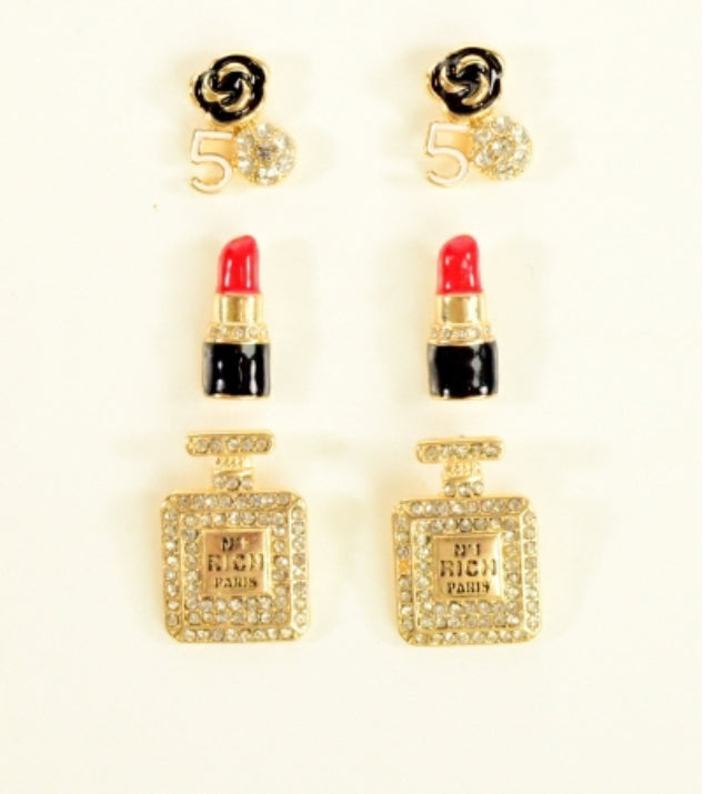 Studded Perfume Bottle Earrings Set